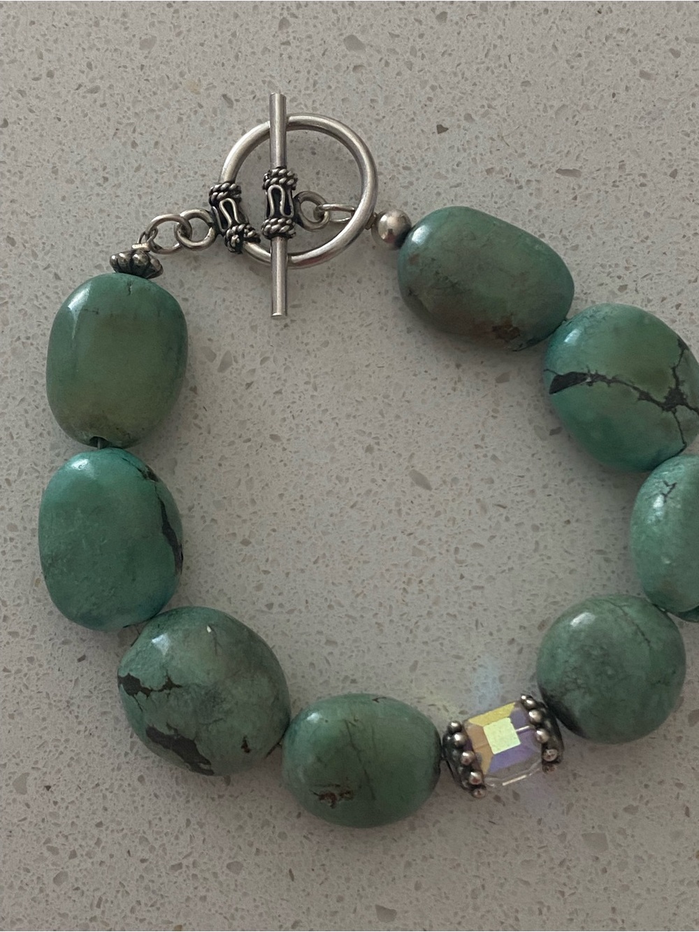 Turquoise Beaded Toggle Bracelet - Unbranded